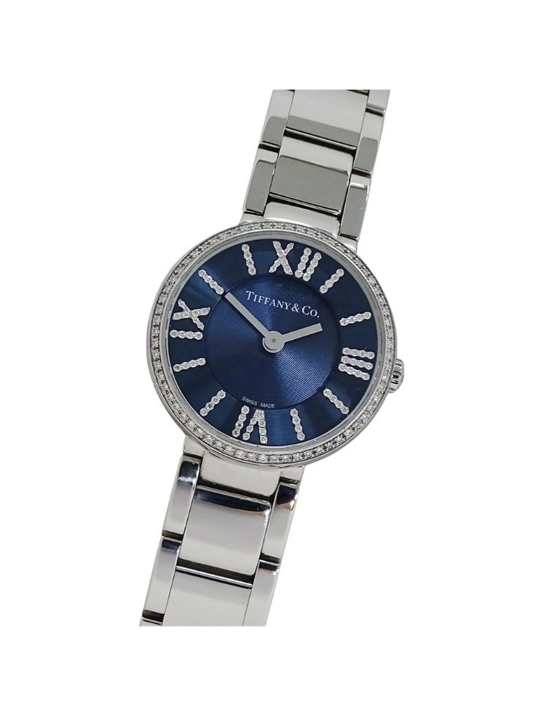 Tiffany  Co Watch Atlas Diamond Quartz Navy Dial